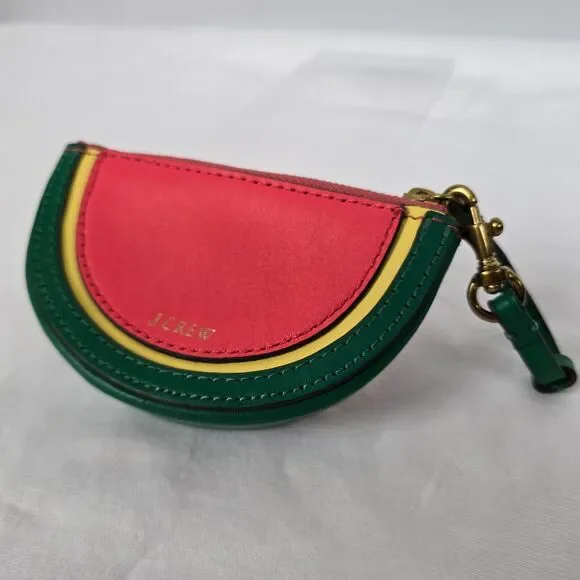 J. Crew Coin Wristlet Pouch Watermelon Red Yellow Green Black 5" x 3" - Picture 10 of 12